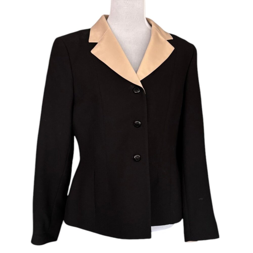 Kasper Petite vintage 90s black champagne single breasted women's blazer sz 10P